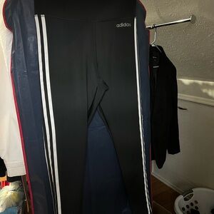 Adidas Black Climalite Leggings with Gray Logo